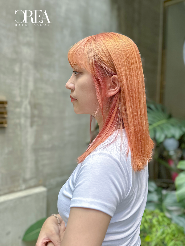 台北染髮推薦、染髮、挑染、2023染髮、2023髮色、髮型趨勢、內層染、珊瑚橘、粉橘色